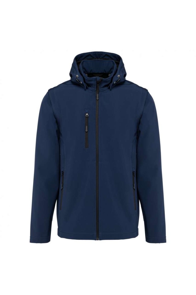 UNISEX 3-LAYER SOFTSHELL HOODED JACKET WITH REMOVABLE SLEEVES