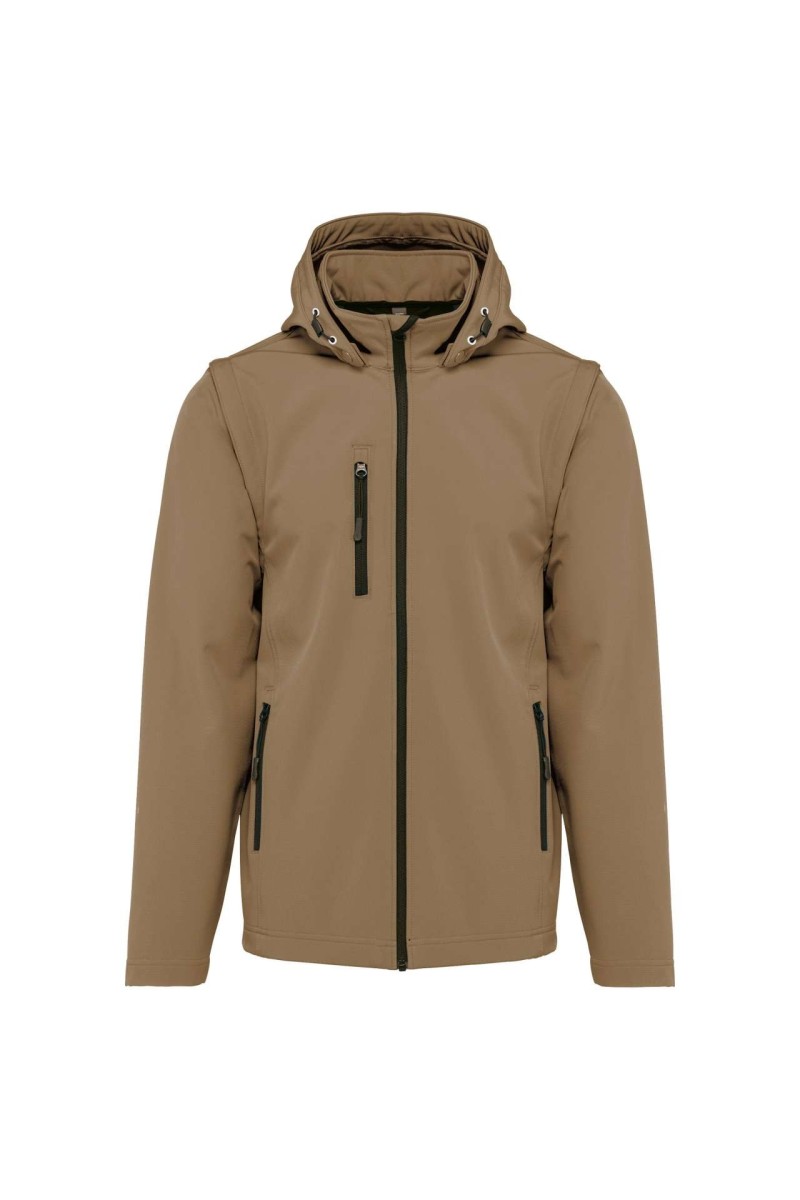 UNISEX 3-LAYER SOFTSHELL HOODED JACKET WITH REMOVABLE SLEEVES