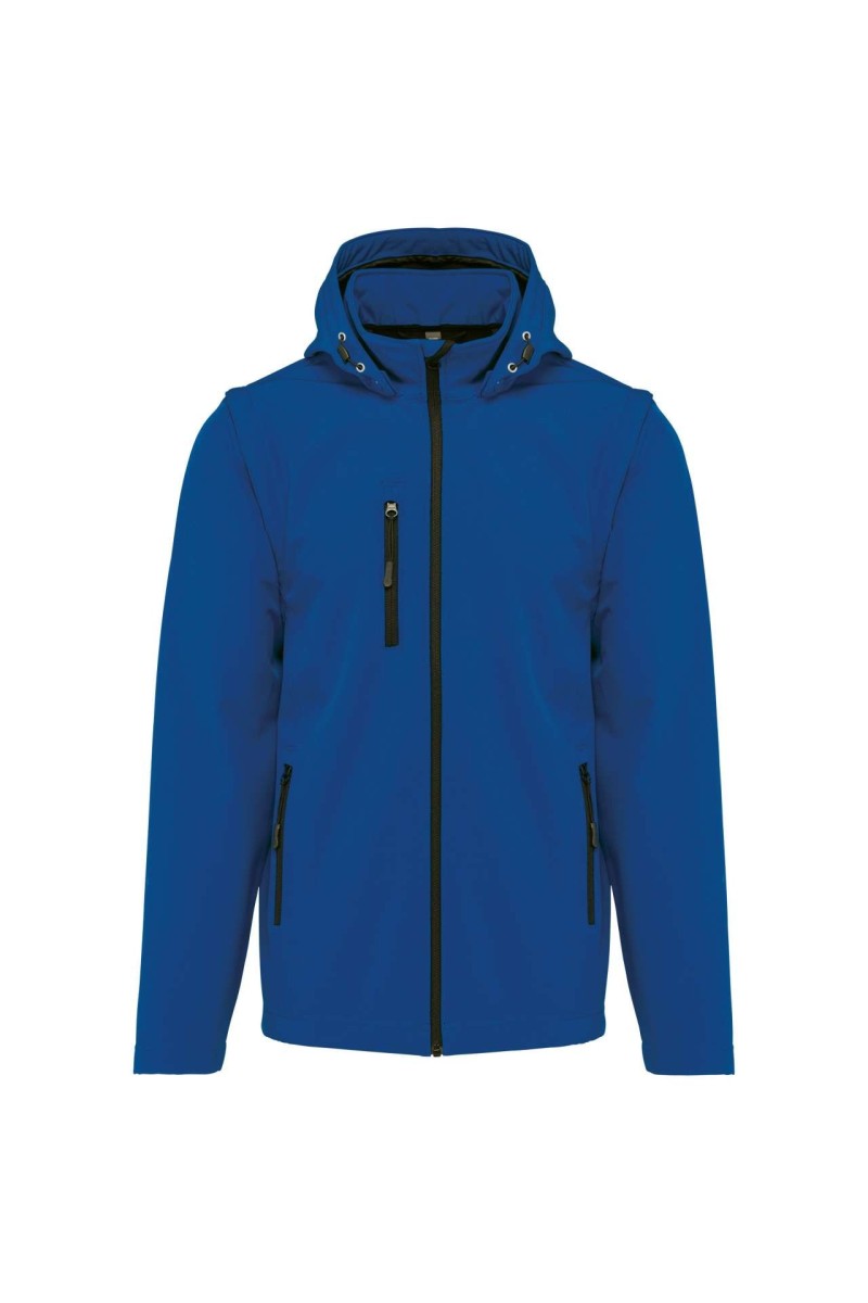UNISEX 3-LAYER SOFTSHELL HOODED JACKET WITH REMOVABLE SLEEVES