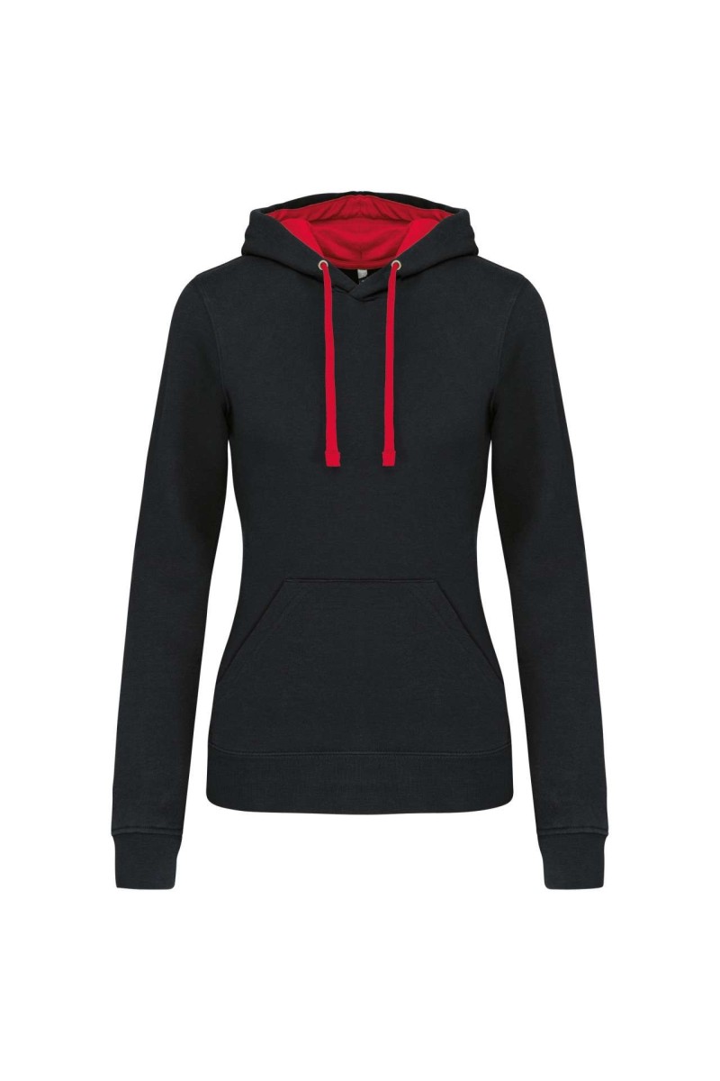 LADIES’ CONTRAST HOODED SWEATSHIRT