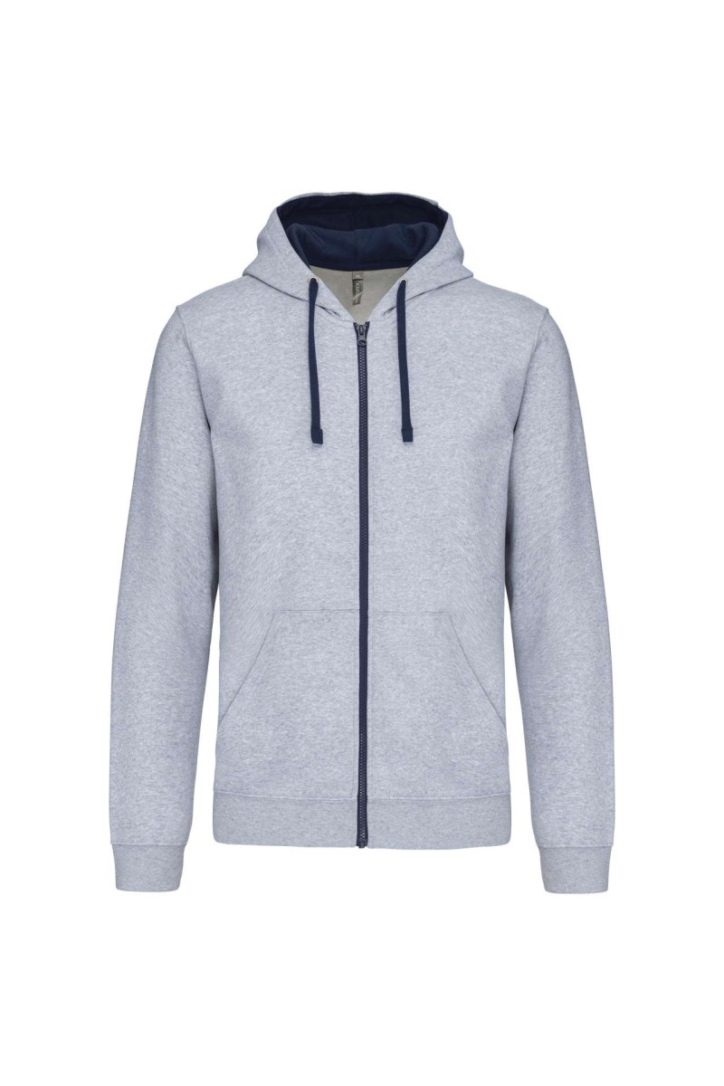 MEN'S CONTRAST HOODED FULL ZIP SWEATSHIRT