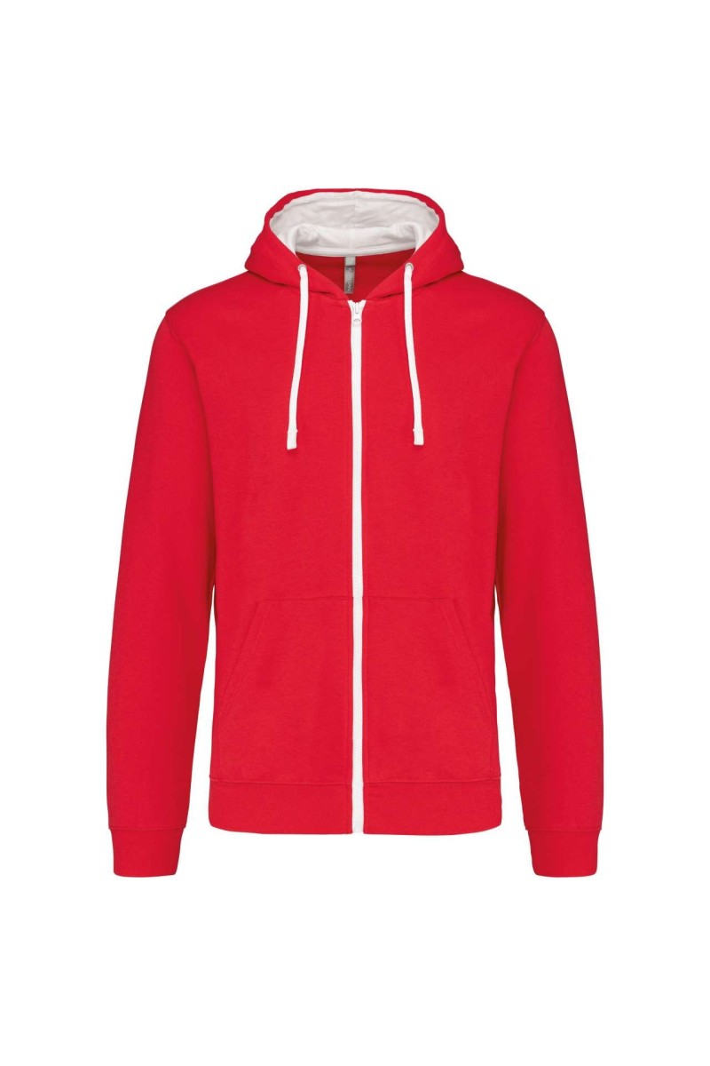 MEN'S CONTRAST HOODED FULL ZIP SWEATSHIRT
