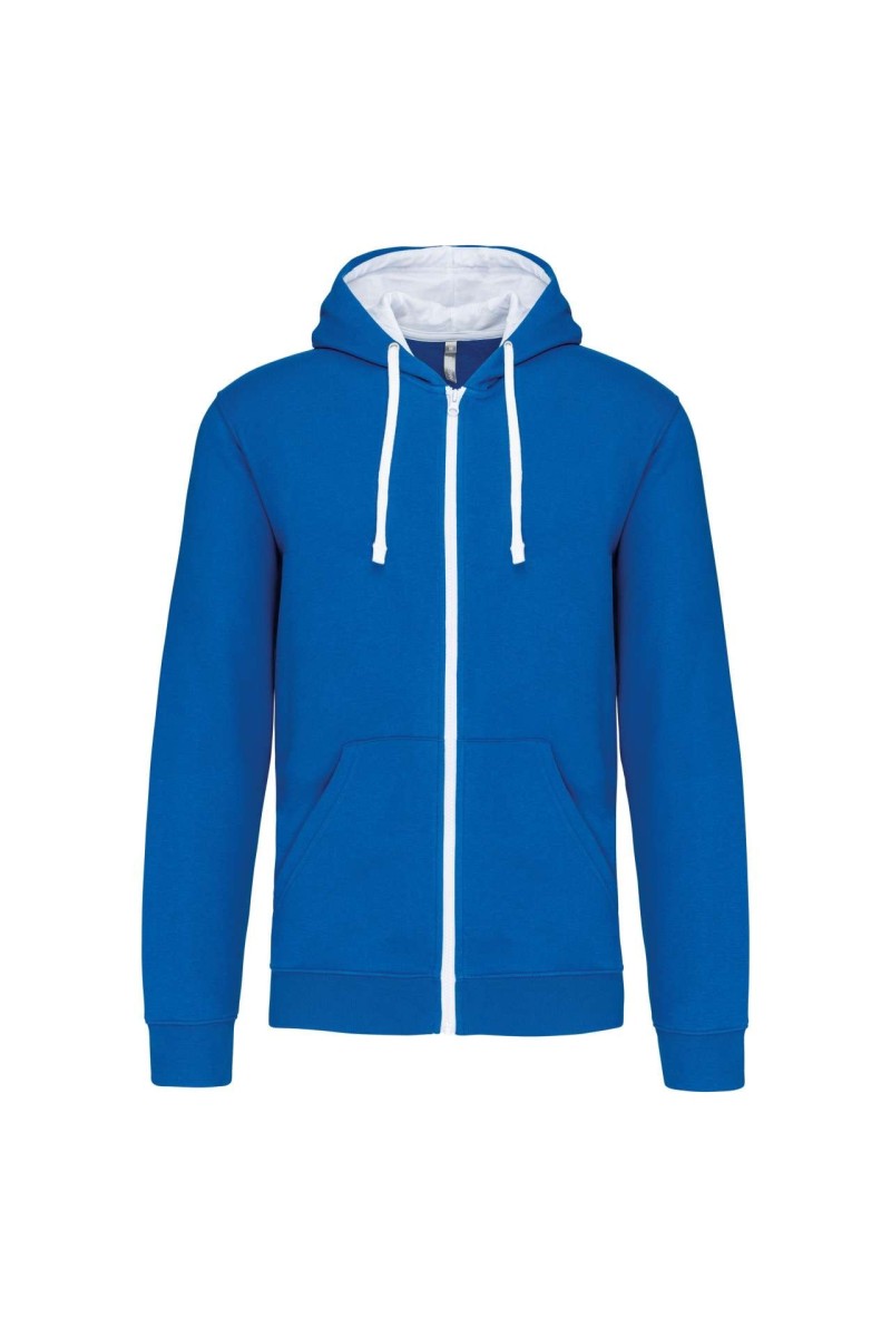 MEN'S CONTRAST HOODED FULL ZIP SWEATSHIRT
