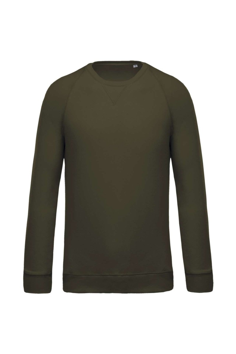 Bluză pentru bărbați din bumbac organic cu gât rotund și mâneci raglan