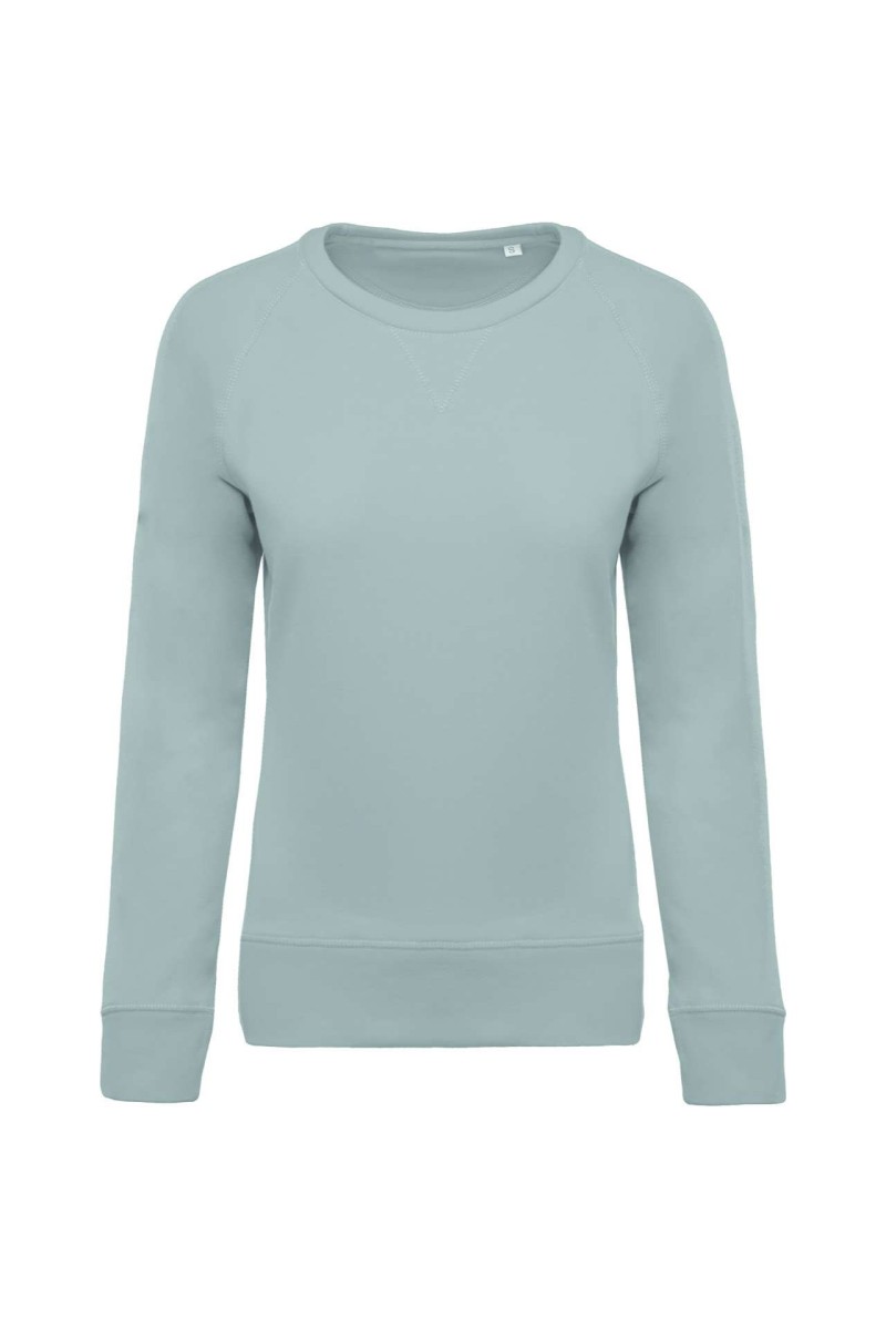 Bluză pentru femei din bumbac organic cu gât rotund și mâneci raglan