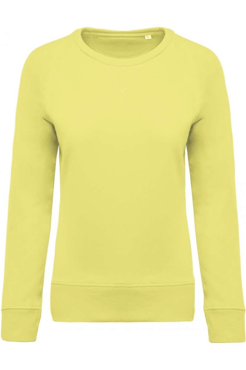 Bluză pentru femei din bumbac organic cu gât rotund și mâneci raglan