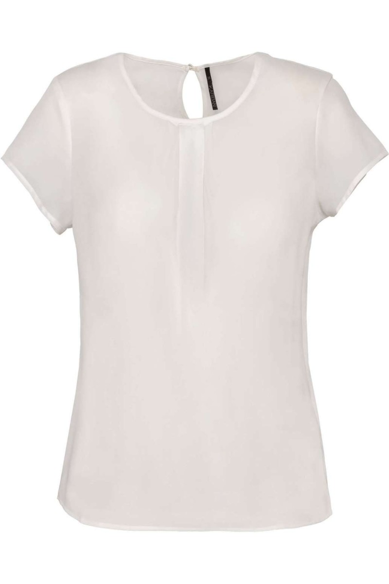 LADIES' SHORT-SLEEVED CREPE BLOUSE