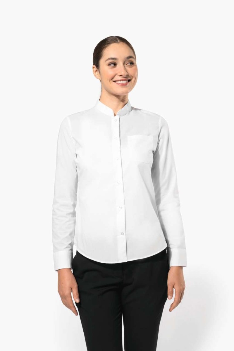 LADIES' LONG-SLEEVED MANDARIN COLLAR SHIRT