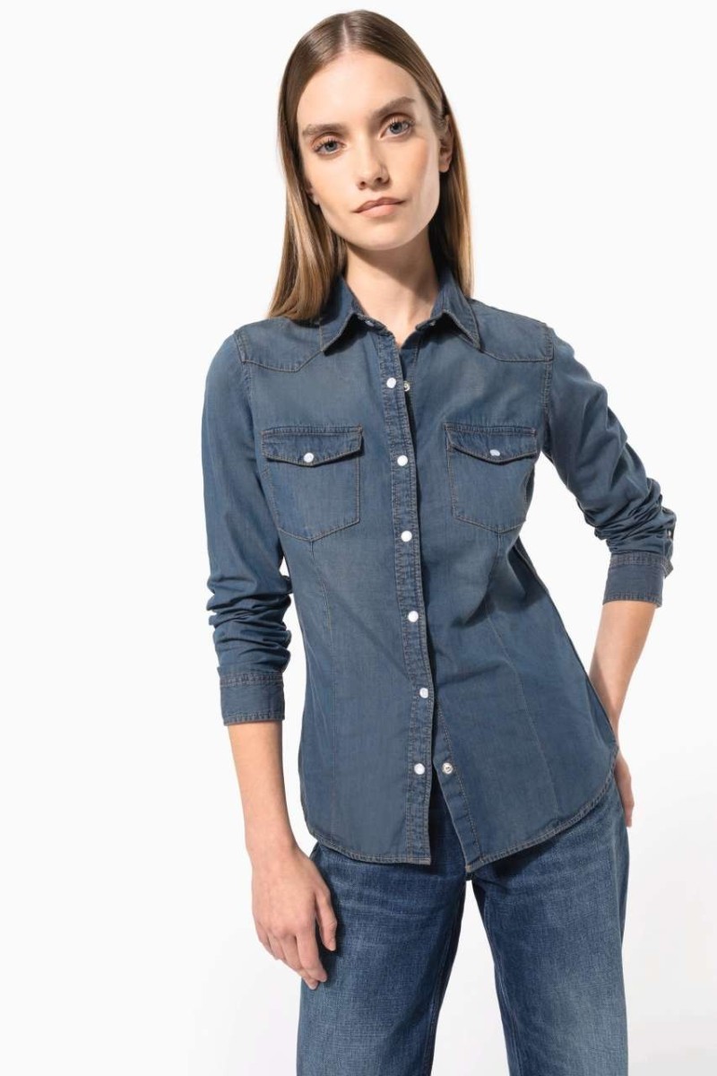 CĂMAȘĂ DE DAMĂ CU MÂNECĂ LUNGĂ DIN DENIM