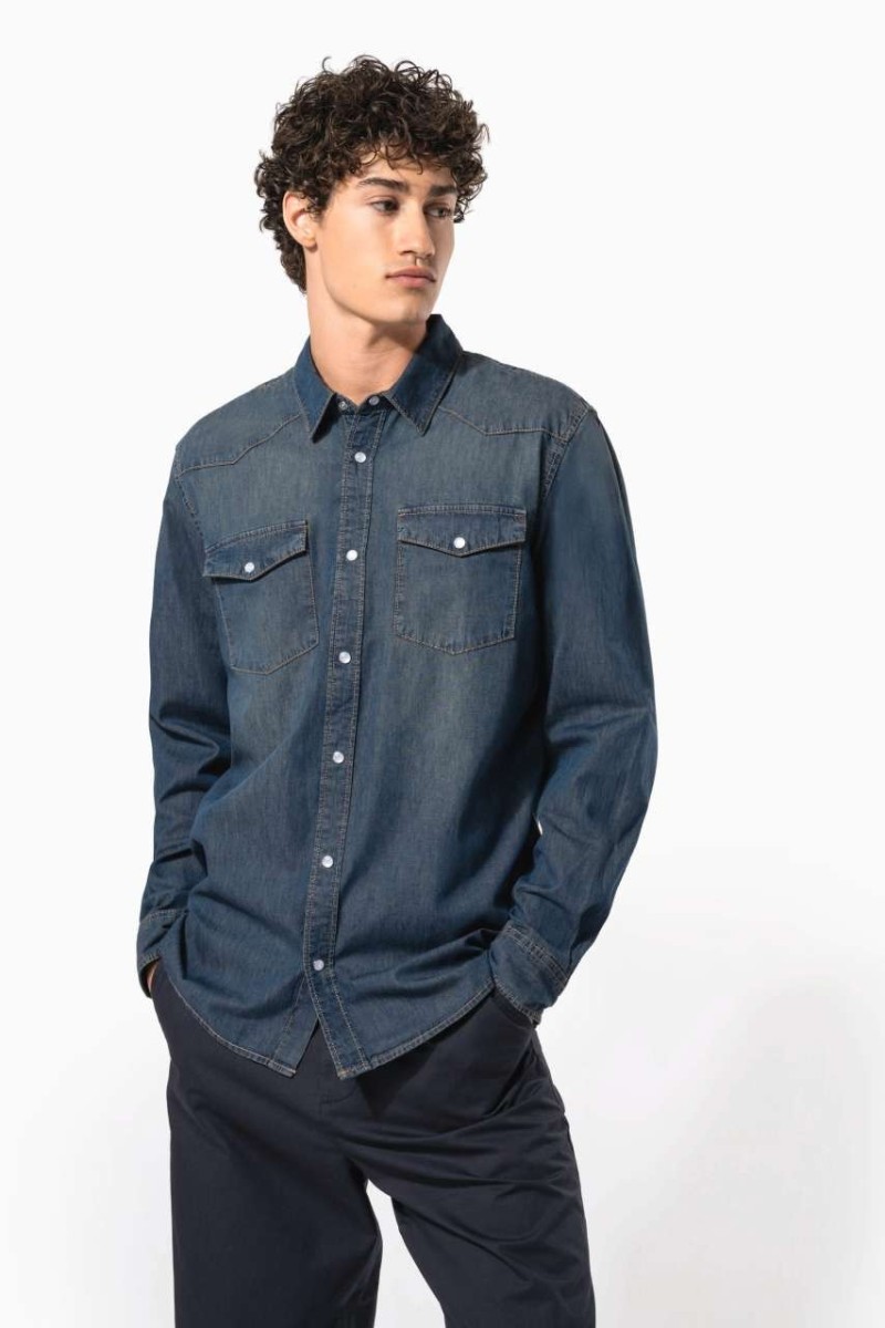 CĂMAȘĂ BĂRBĂTEASCĂ DIN DENIM CU MÂNECĂ LUNGĂ