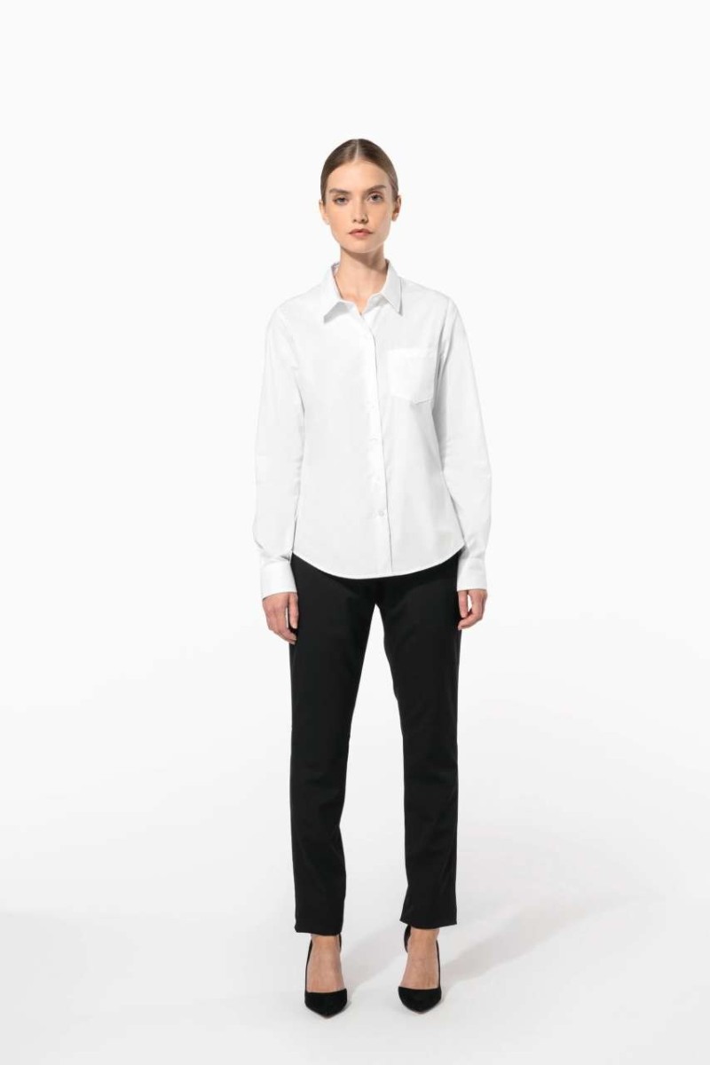 LADIES' LONG-SLEEVED COTTON POPLIN SHIRT