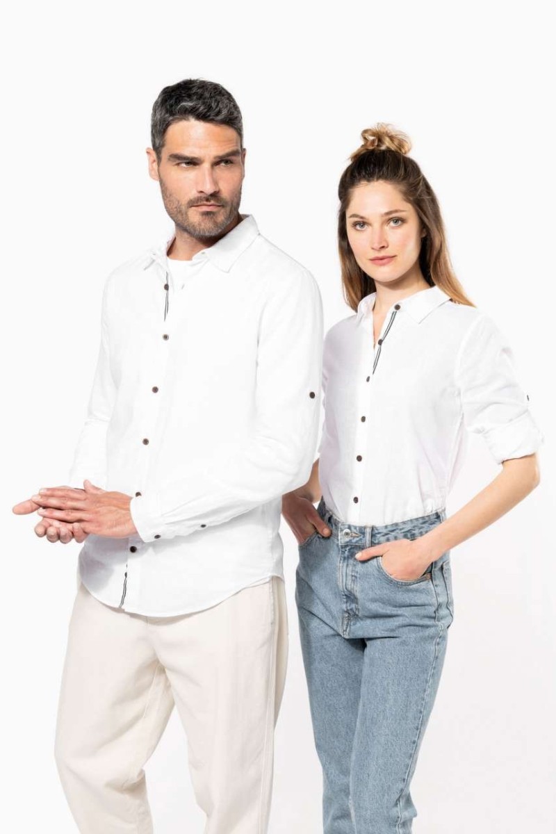 MEN'S LONG SLEEVE LINEN AND COTTON SHIRT