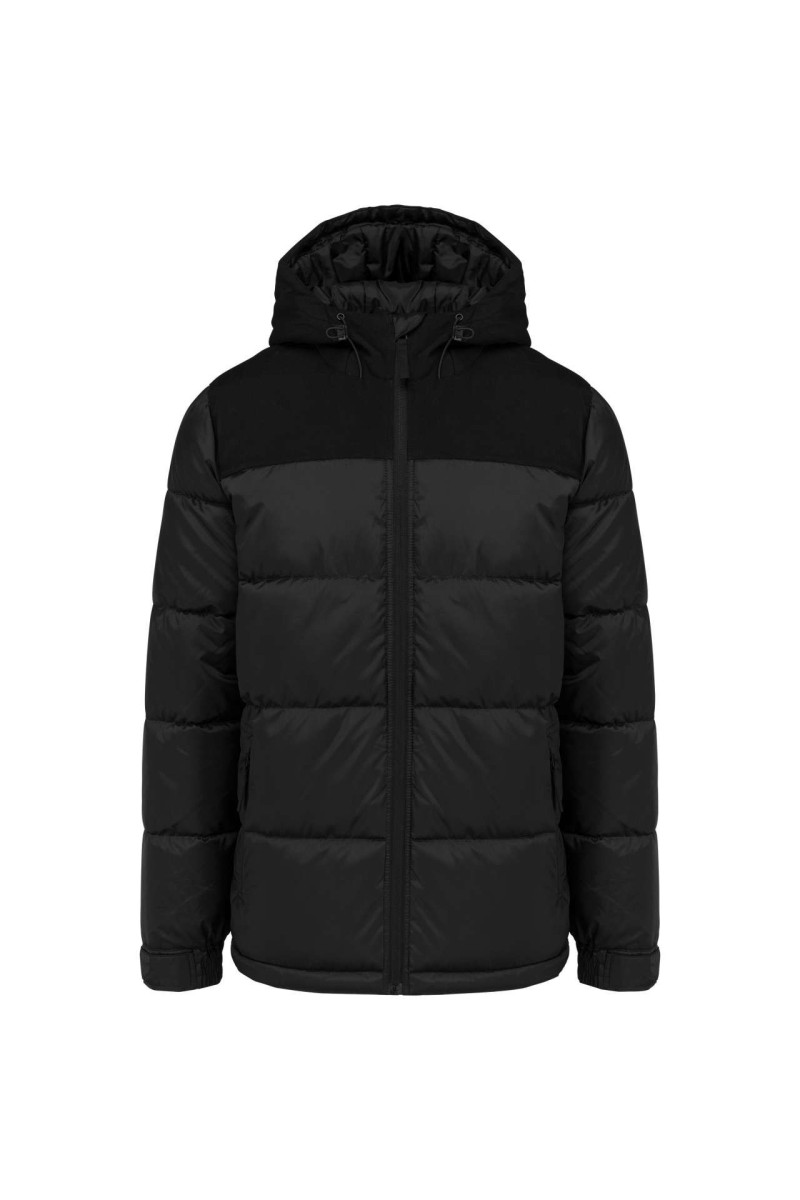Jachetă căptușită cu glugă bicoloră unisex