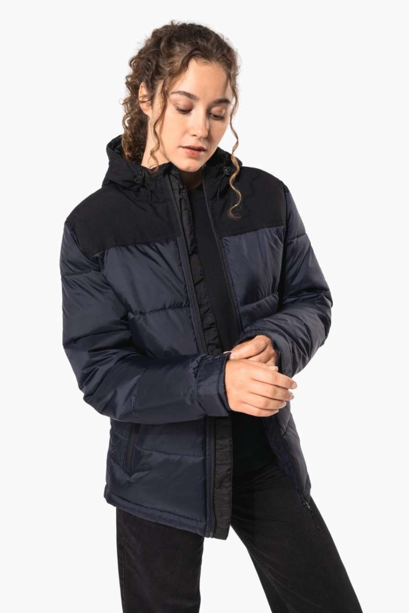 UNISEX BI-TONE PADDED JACKET WITH HOOD