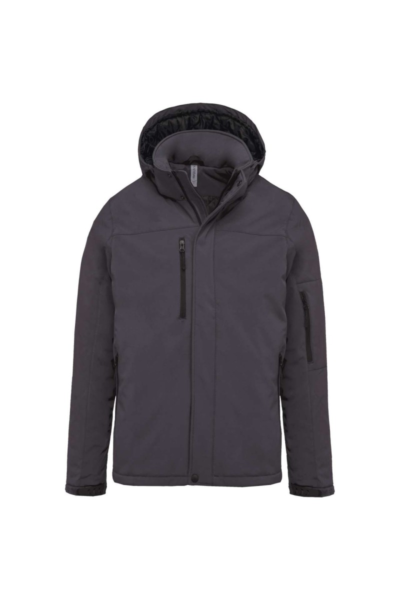 PARKA BĂRBĂTEASCĂ CU GLUGĂ CĂPTUȘITĂ CU SOFTSHELL