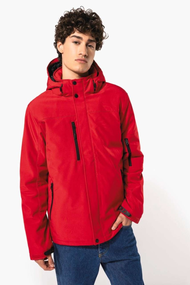 PARKA BĂRBĂTEASCĂ CU GLUGĂ CĂPTUȘITĂ CU SOFTSHELL