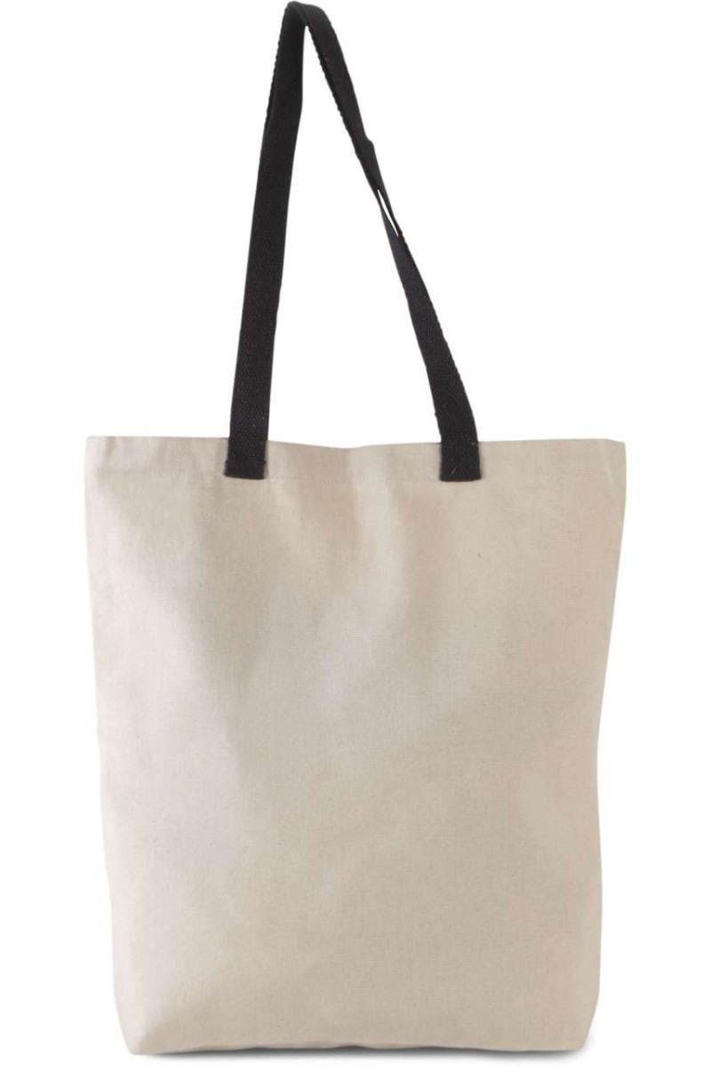 FLAT CANVAS SHOPPER WITH CONTRAST HANDLE
