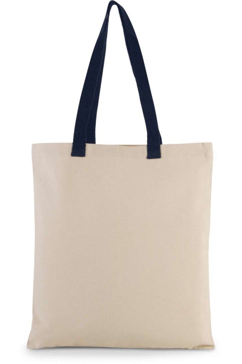 FLAT CANVAS SHOPPER WITH CONTRAST HANDLE