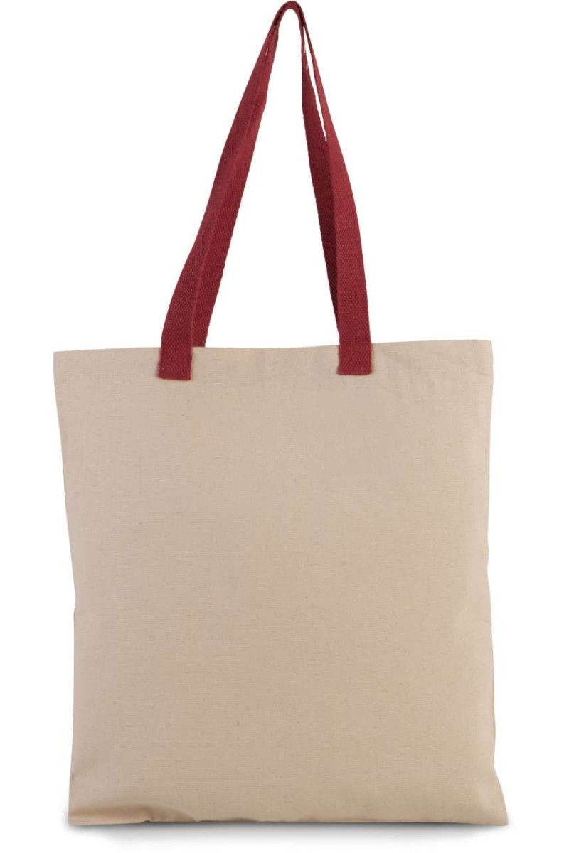 FLAT CANVAS SHOPPER WITH CONTRAST HANDLE