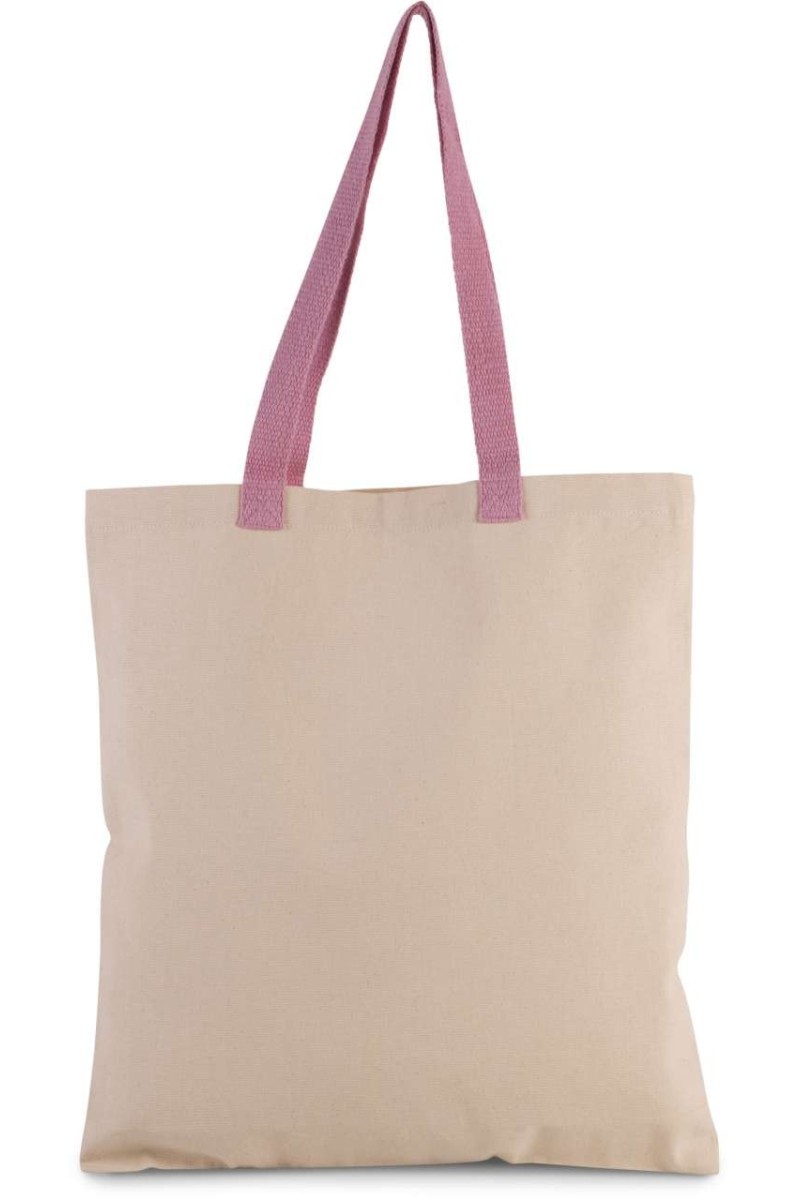 FLAT CANVAS SHOPPER WITH CONTRAST HANDLE