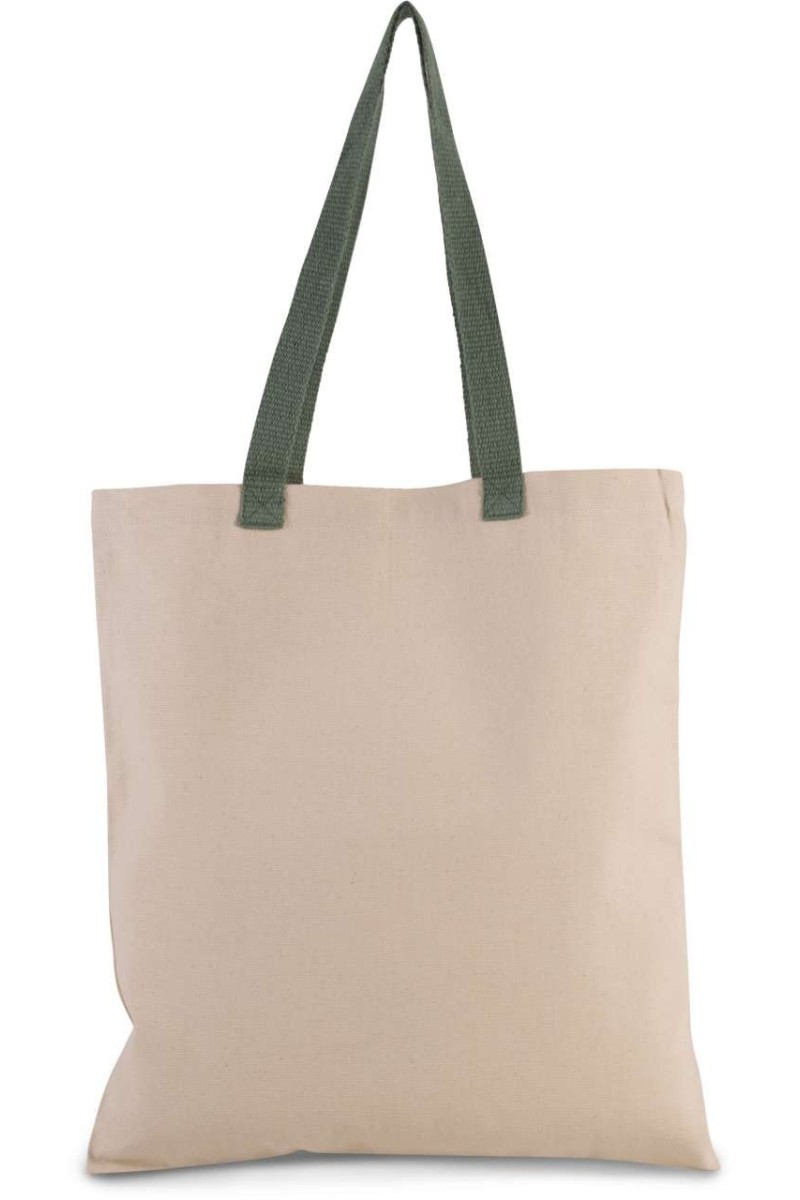 FLAT CANVAS SHOPPER WITH CONTRAST HANDLE