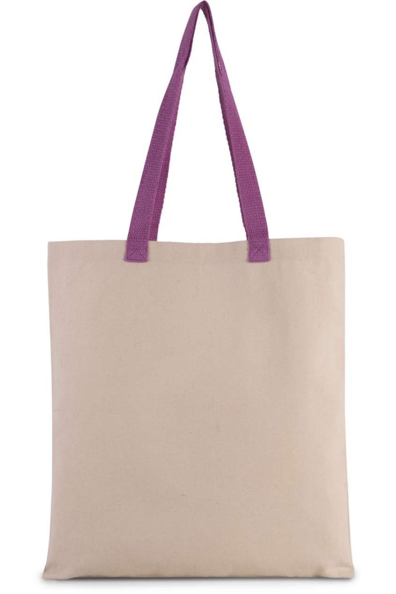 FLAT CANVAS SHOPPER WITH CONTRAST HANDLE