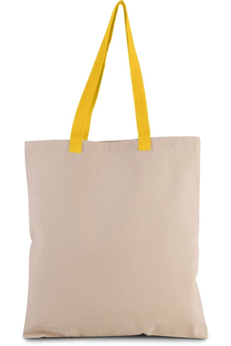 FLAT CANVAS SHOPPER WITH CONTRAST HANDLE