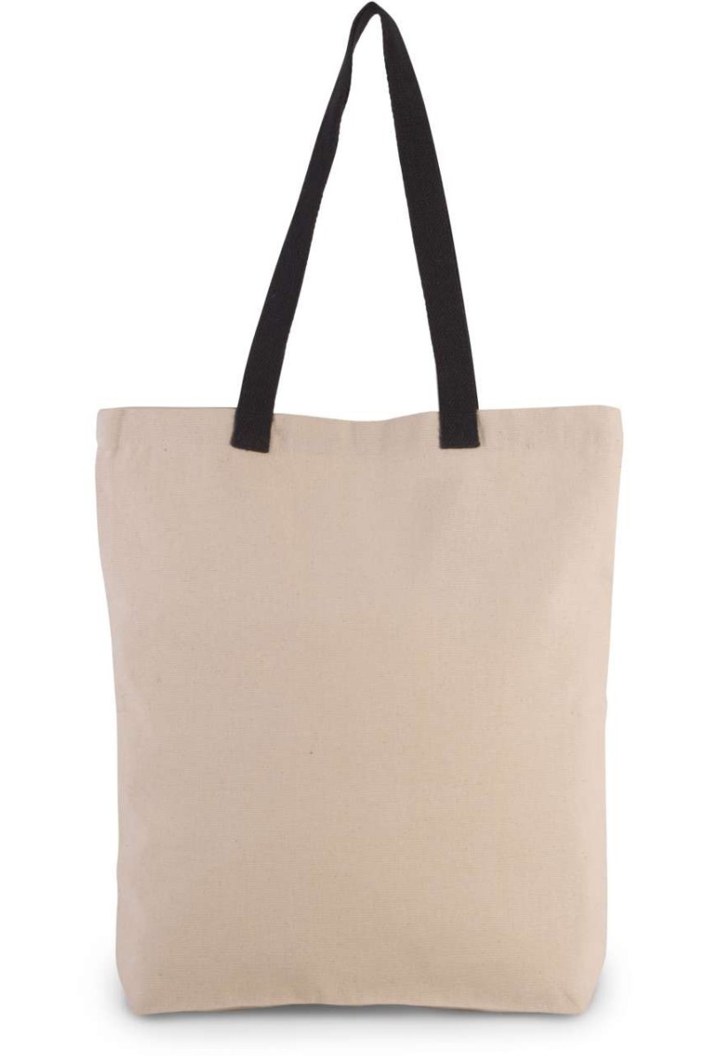 SHOPPER BAG WITH GUSSET AND CONTRAST COLOUR HANDLE