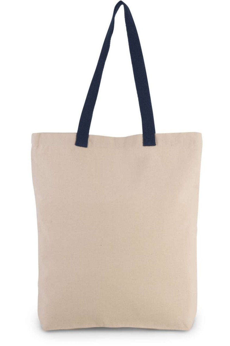SHOPPER BAG WITH GUSSET AND CONTRAST COLOUR HANDLE