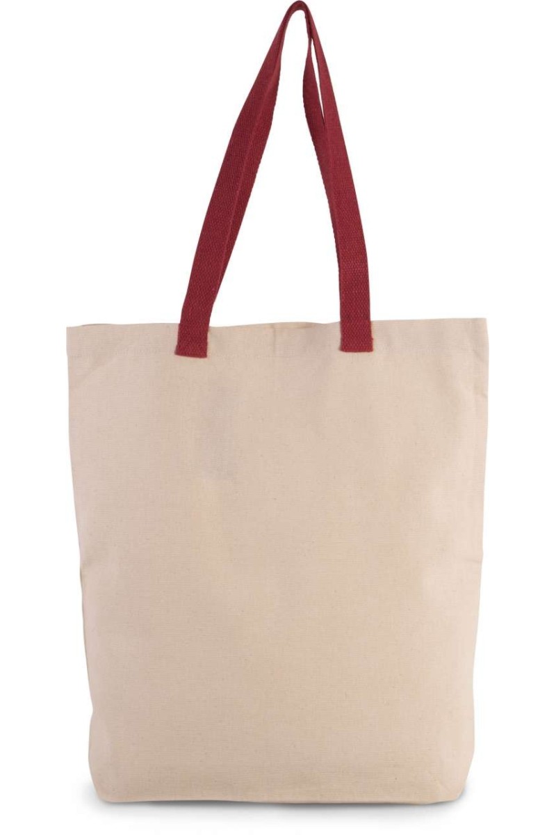 SHOPPER BAG WITH GUSSET AND CONTRAST COLOUR HANDLE
