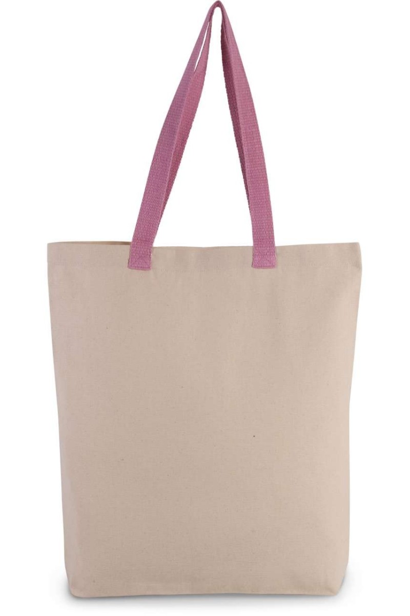 SHOPPER BAG WITH GUSSET AND CONTRAST COLOUR HANDLE