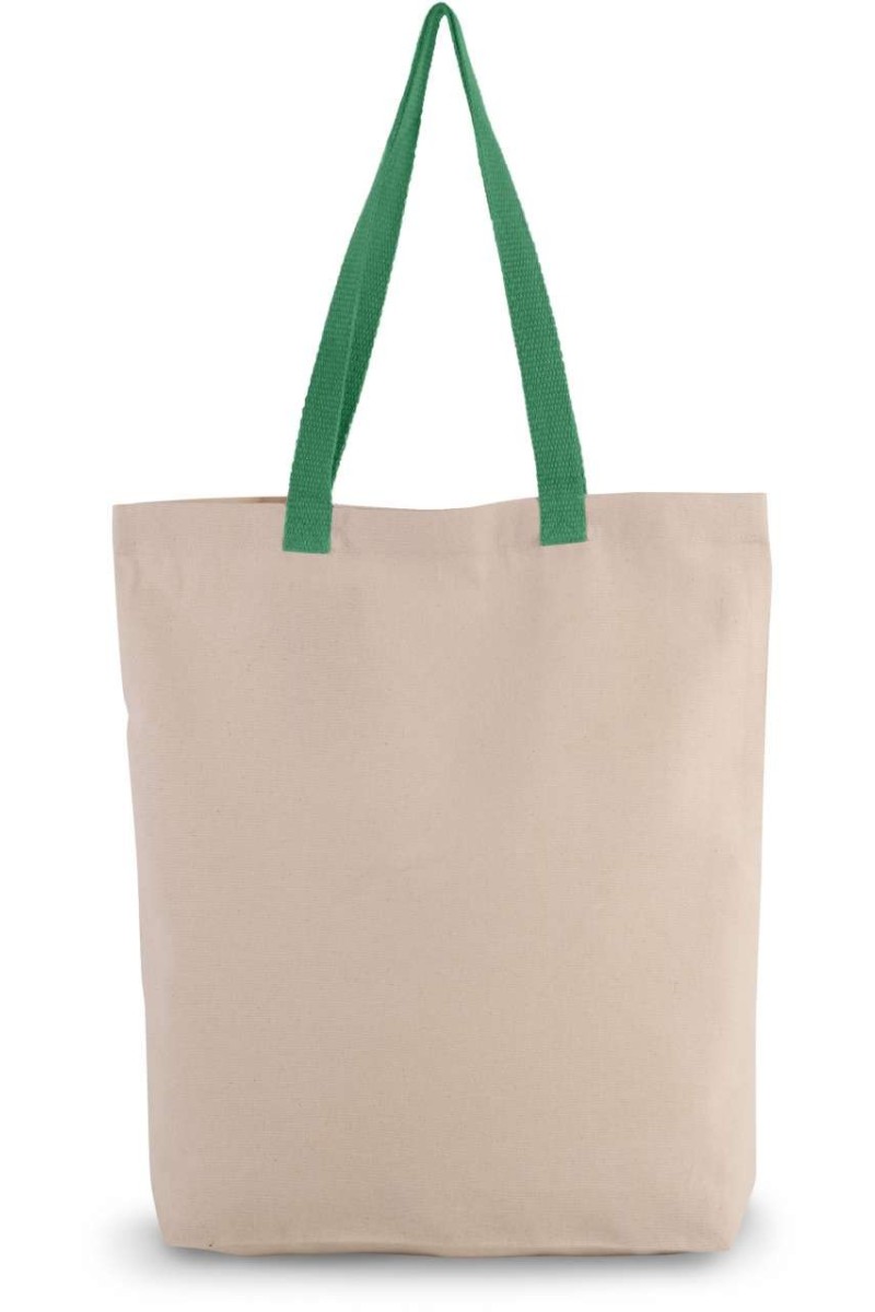 SHOPPER BAG WITH GUSSET AND CONTRAST COLOUR HANDLE