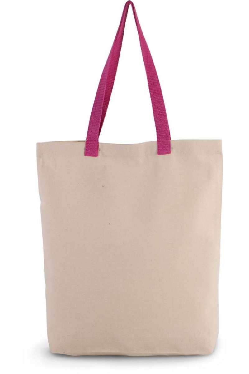SHOPPER BAG WITH GUSSET AND CONTRAST COLOUR HANDLE