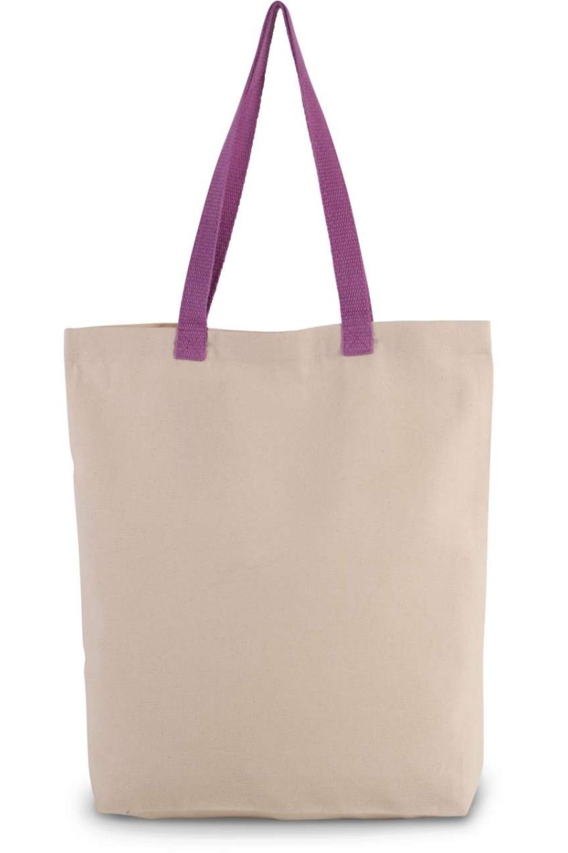 SHOPPER BAG WITH GUSSET AND CONTRAST COLOUR HANDLE