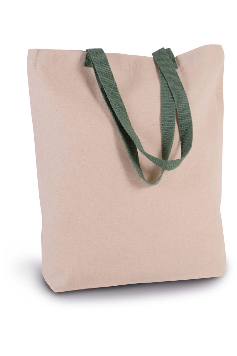 SHOPPER BAG WITH GUSSET AND CONTRAST COLOUR HANDLE