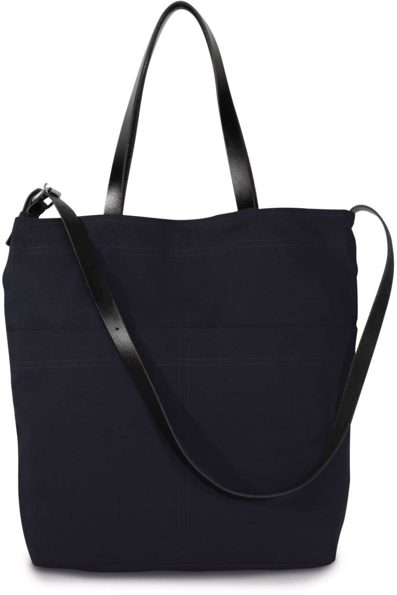 HANDBAG WITH LEATHER SHOULDER STRAP