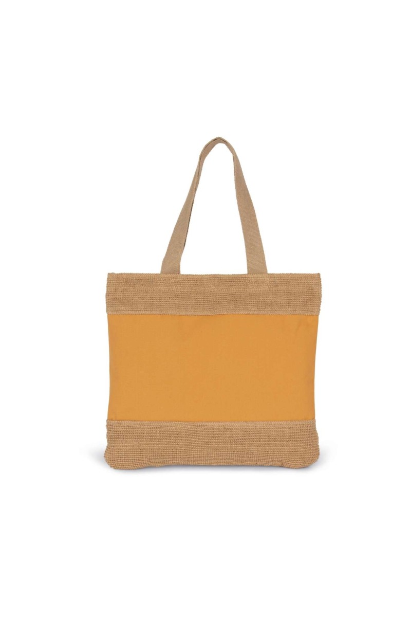 SHOPPING BAG IN COTTON AND WOVEN JUTE THREADS