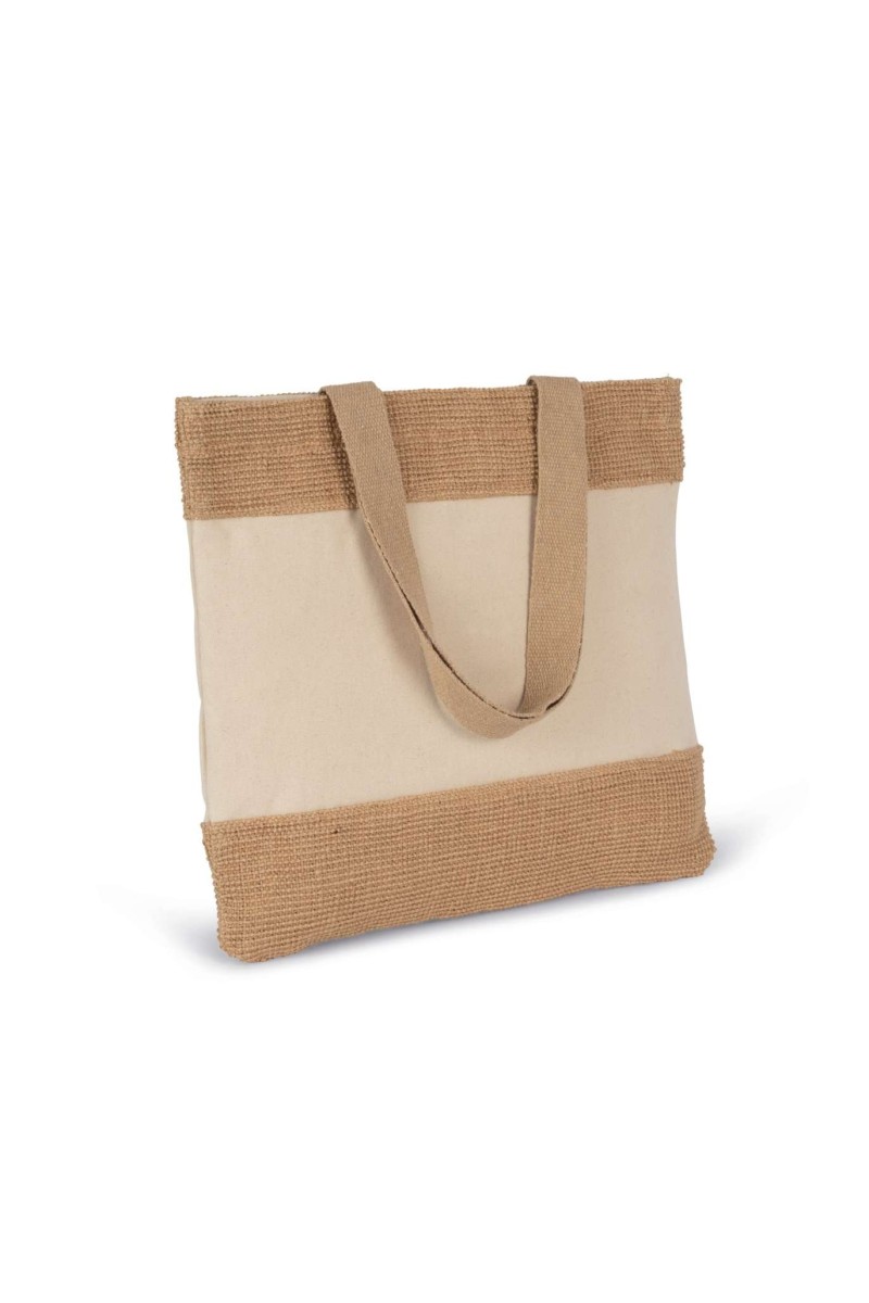 SHOPPING BAG IN COTTON AND WOVEN JUTE THREADS