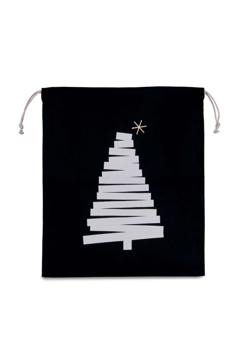 COTTON BAG WITH CHRISTMAS TREE DESIGN AND DRAWCORD CLOSURE